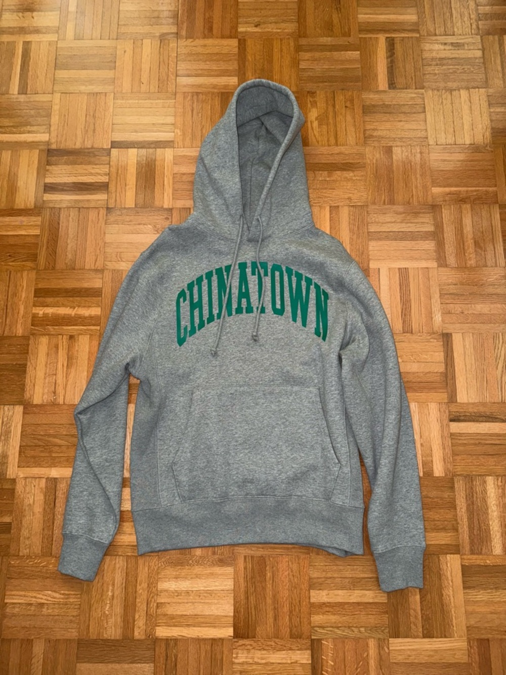 Chinatown Grey Hoodie with Green Arch Logo